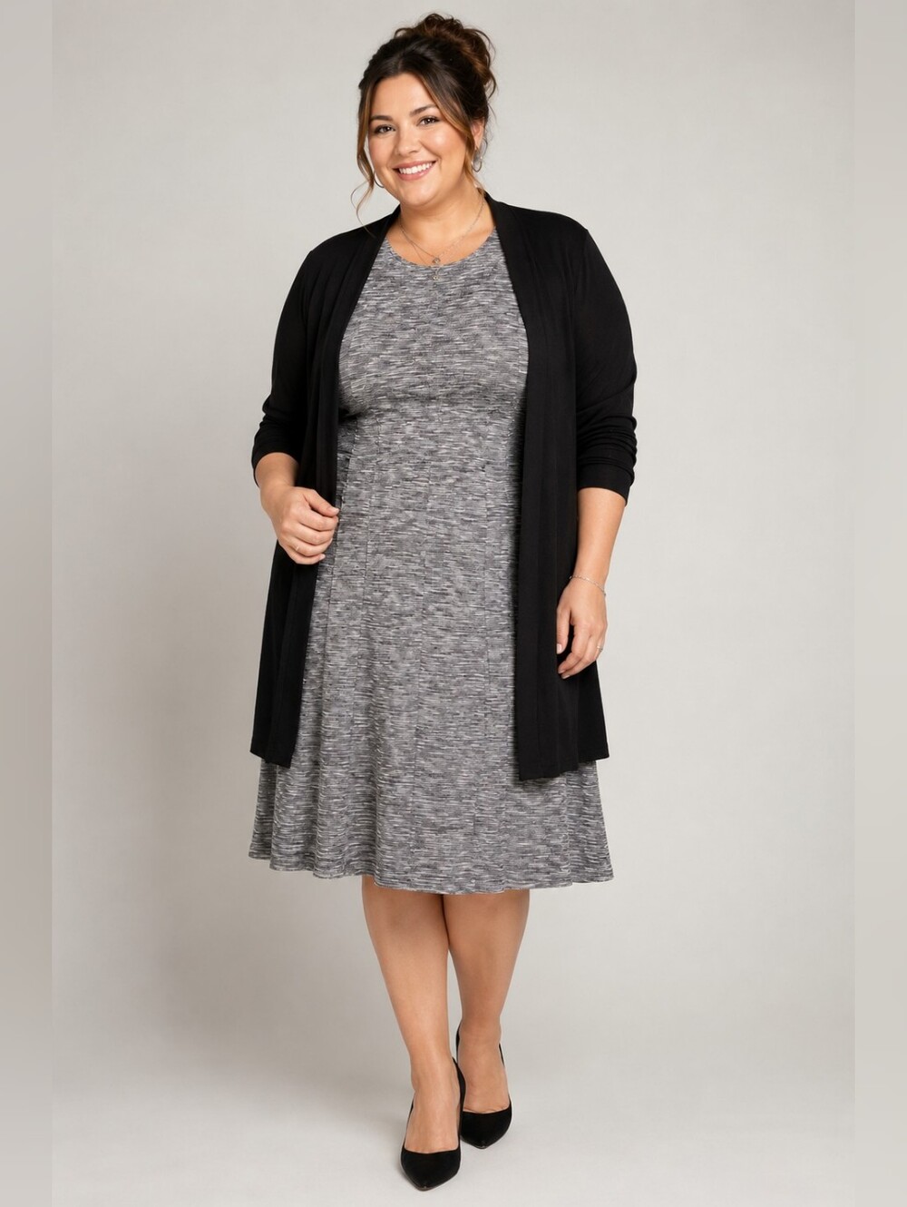 Pennington Plus Size 3x: Grey Knit A-Line Dress - Business Casual Everyday Wear